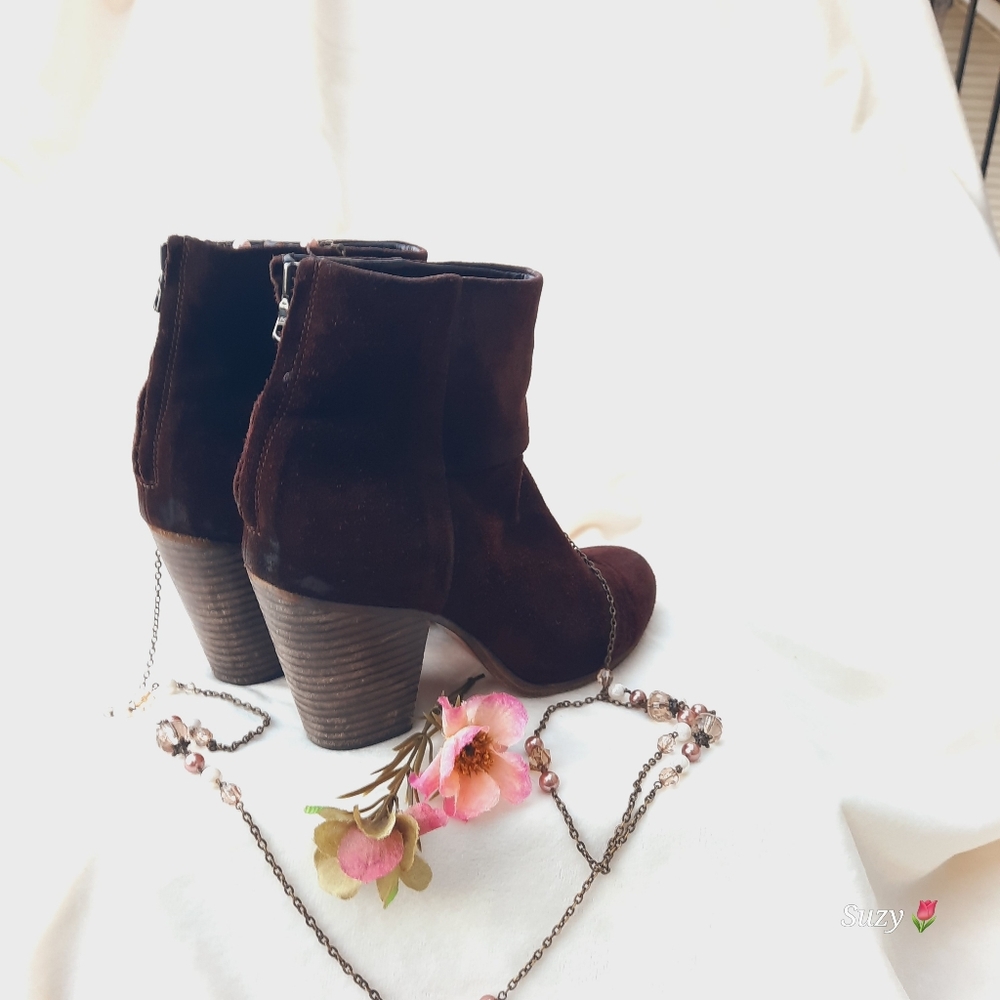 RAG&BONE Maroon Suede Ankle Boots